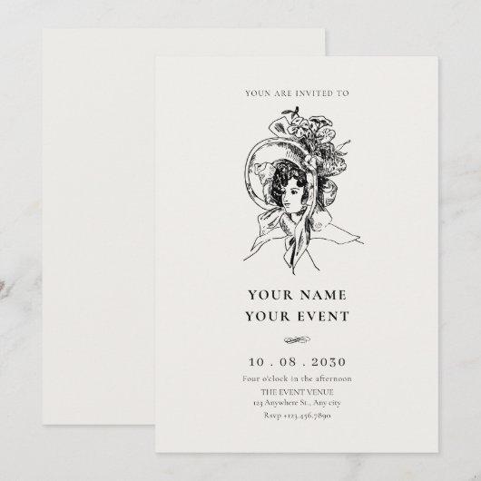 Lady Retro  elegant Kaart (Voorkant / Achterkant)