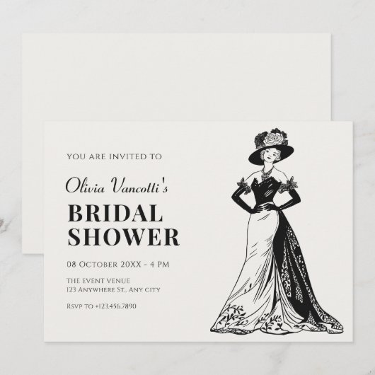 Lady Retro  elegant vrijgezellenfeest Kaart (Voorkant / Achterkant)