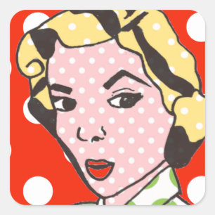 Lady Retro Pop Art Stickers