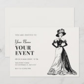 Lady Retro  sierlijke jurk Kaart (Voorkant / Achterkant)