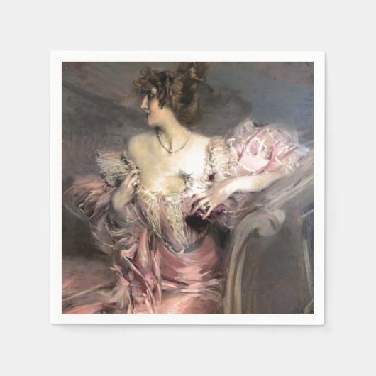 Lady Roze Mode Antiek Schilderij Servetten (Voorkant)