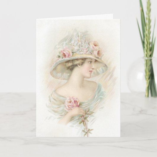  Lady Roze Rose Valentijn Gedicht Vakantie Kaart (Voorkant)