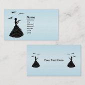Lady Ruffled Dress Fancy Duiven in Zwart Silhouet Visitekaartje (Voorkant / Achterkant)