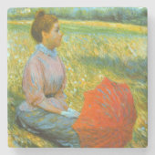 Lady Rust in een groene weide Stenen Onderzetter (Voorkant)