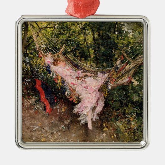 Lady Rust in een hangmat (door Giovanni Boldini) Metalen Ornament (Voorkant)