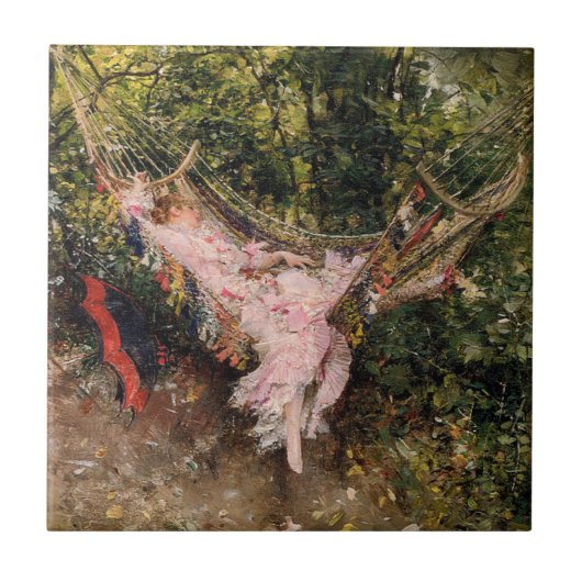 Lady Rust in een hangmat (door Giovanni Boldini) Tegeltje (Voorkant)