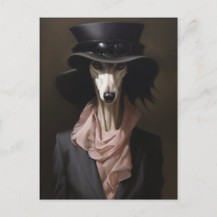 Lady Saluki Top Hoed Briefkaart