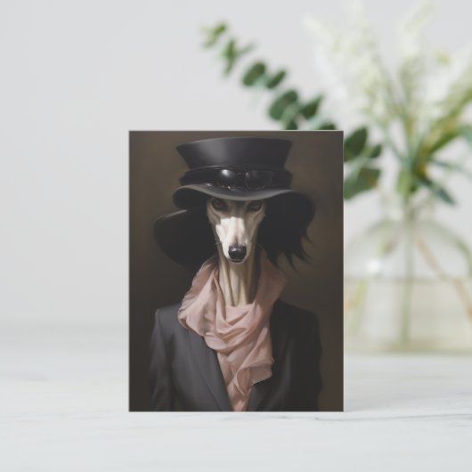 Lady Saluki Top Hoed Briefkaart (Staand voorkant)