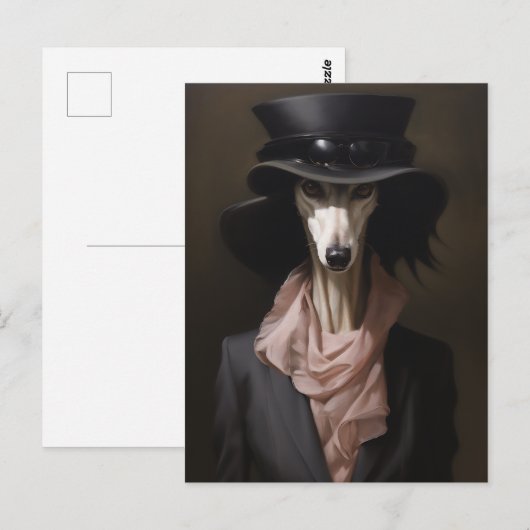 Lady Saluki Top Hoed Briefkaart (Voorkant / Achterkant)