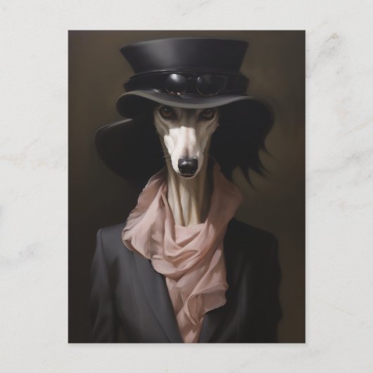 Lady Saluki Top Hoed Briefkaart (Voorkant)