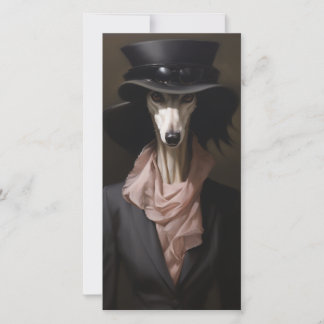 Lady Saluki Top Hoed Feestdagenkaart