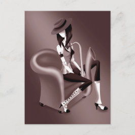 Lady Saxofonist Briefkaart met flair