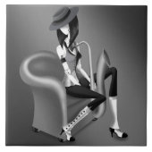 Lady Saxofonist - Jazz-geïnspireerde decoratieve T Tegeltje (Voorkant)