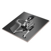 Lady Saxofonist - Jazz-geïnspireerde decoratieve T Tegeltje (Zijkant)