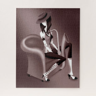 Lady Saxofonist - Jazz-geïnspireerde Jigsaw Puzzel