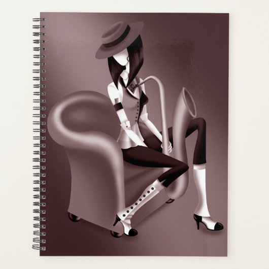 Lady Saxofonist - Jazz-geïnspireerde planner (Voorkant)