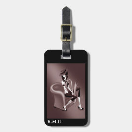 Lady Saxofonist met  jazzflair Bagagelabel