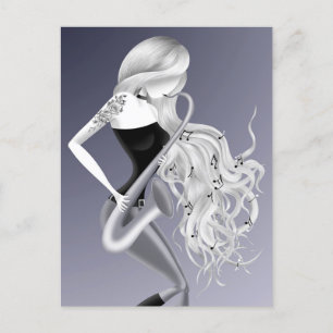 Lady Saxophonist monochrome grijze Briefkaart