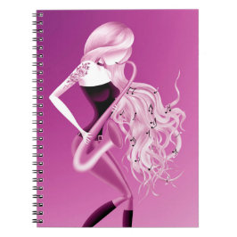 Lady Saxophonist Musician Pink Notitieboek