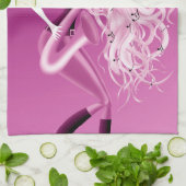 Lady Saxophonist Pink Tea Towel Theedoek (Gevouwen)