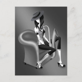 Lady Saxophonist Postcard with Vintage Flair Briefkaart