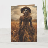 Lady Scarecrow Halloween Feestdagen Kaart (Voorkant)