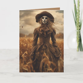 Lady Scarecrow Halloween Feestdagen Kaart