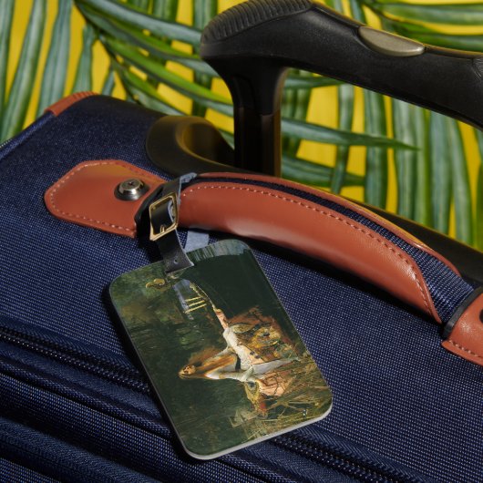 Lady Shalott On Boat door John William Waterhouse Bagagelabel (Voorkant Insitu 1)