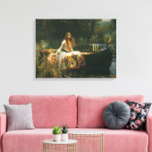 Lady Shalott On Boat door John William Waterhouse Canvas Afdruk (Insitu (Woonkamer))
