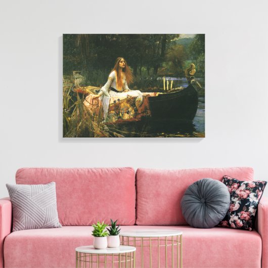 Lady Shalott On Boat door John William Waterhouse Canvas Afdruk (Insitu (Woonkamer))