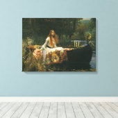 Lady Shalott On Boat door John William Waterhouse Canvas Afdruk (Insitu (Houten vloer))