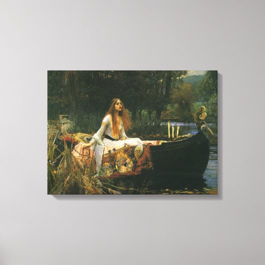 Lady Shalott On Boat door John William Waterhouse Canvas Afdruk (Voorkant)