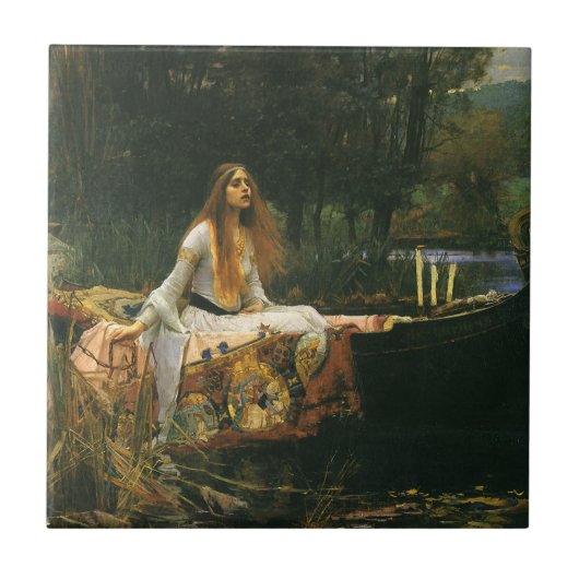 Lady Shalott On Boat door John William Waterhouse Tegeltje (Voorkant)