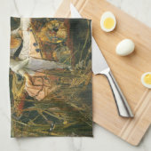 Lady Shalott On Boat door John William Waterhouse Theedoek (Quarter Fold)