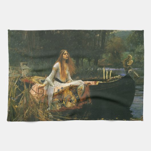 Lady Shalott On Boat door John William Waterhouse Theedoek (Horizontaal)