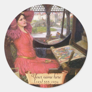Lady Shalott Waterhouse Pre-Raphaelite Bookplate Ronde Sticker