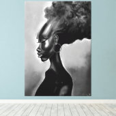 Lady Shy -  Afrikaanse vrouw - Migned Drawing Canvas Afdruk (Insitu (Houten vloer))