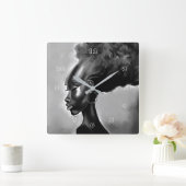 Lady Shy -  Afrikaanse vrouw - Schilderen Vierkante Klok (Huis)