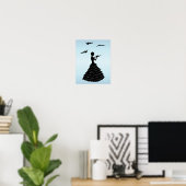  Lady Silhouette Love Letter Doves Poster (Thuiskantoor)