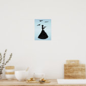  Lady Silhouette Love Letter Doves Poster (Keuken)