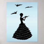 Lady Silhouette Love Letter Doves Poster (Voorkant)