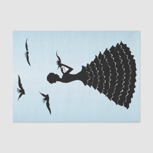  Lady Silhouette Love Letter Doves Tissuepapier (Voorkant)