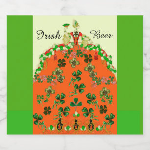 LADY SINAASAPPEL EN SHAMROCKS Green Irish Bier Etiket