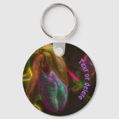 Lady Slipper Abstracte Art Flower, speciaal aangep Sleutelhanger (Achterkant)