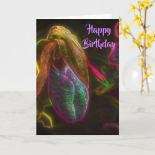 Lady Slipper Fantasy Art Birthday Kaart