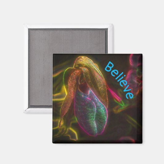 Lady Slipper Flower Believe Inspirerend Magneet (Voorkant / Achterkant)