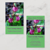Lady Slipper I, roze magenta groene tuin Visitekaartje (Voorkant / Achterkant)