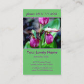 Lady Slipper I, roze magenta groene tuin Visitekaartje (Achterkant)