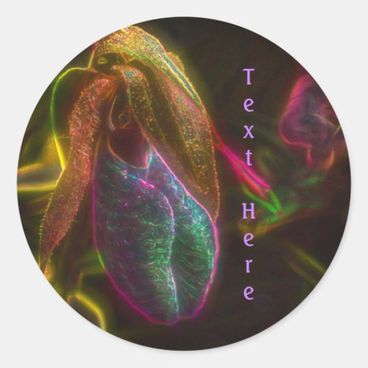 Lady Slipper Orchid Abstract, persoonlijk Ronde Sticker (Voorkant)