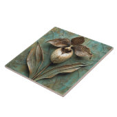 Lady Slipper Orchid Faux Relief Flower Tegeltje (Zijkant)